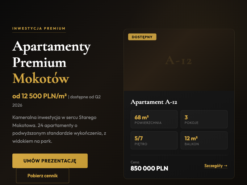 Demo landing page nieruchomości