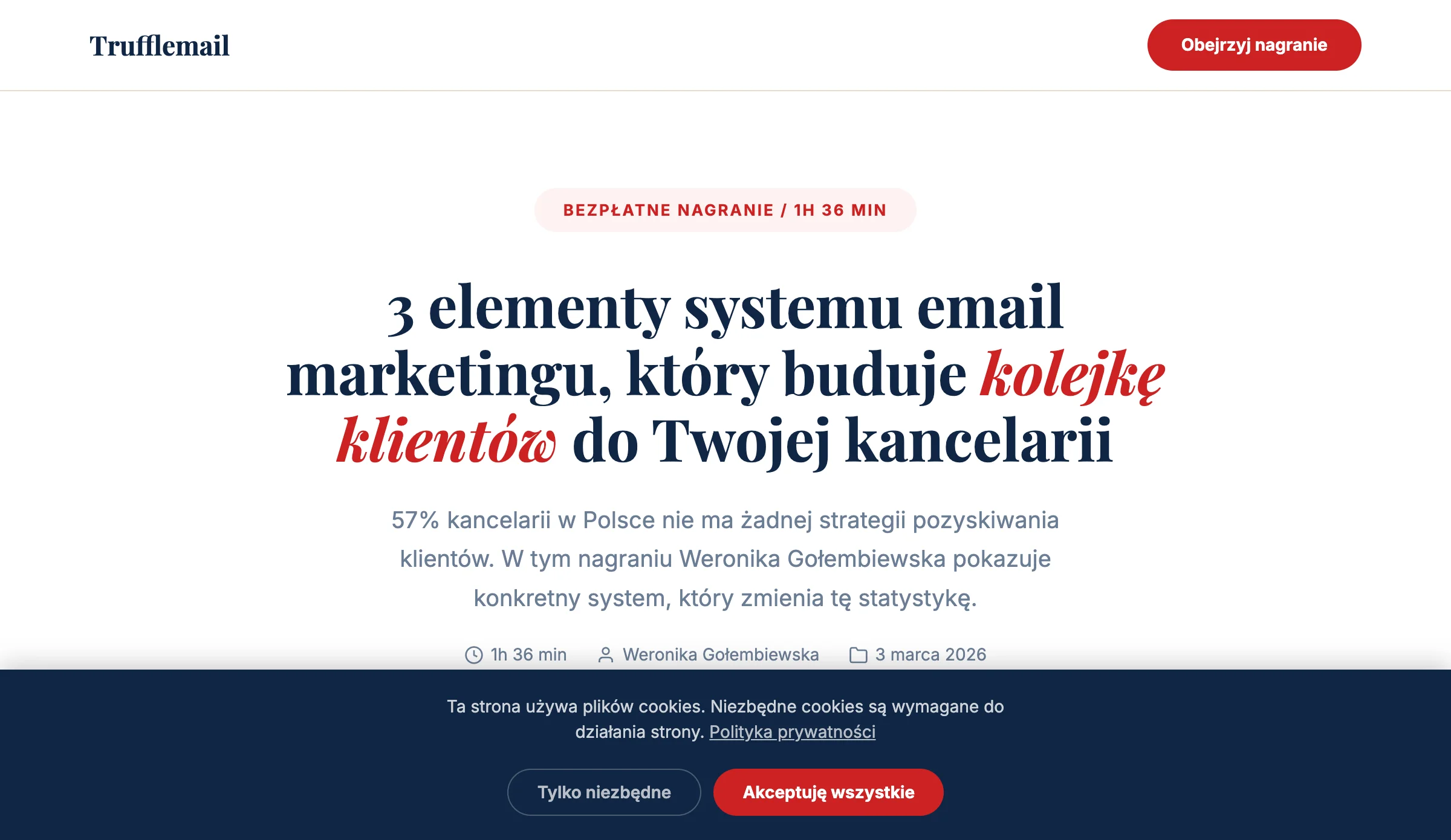 Screenshot strony trufflemail.com/nagranie