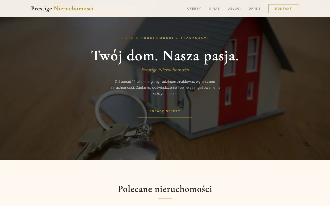 Strona biura nieruchomości, styl klasyczny