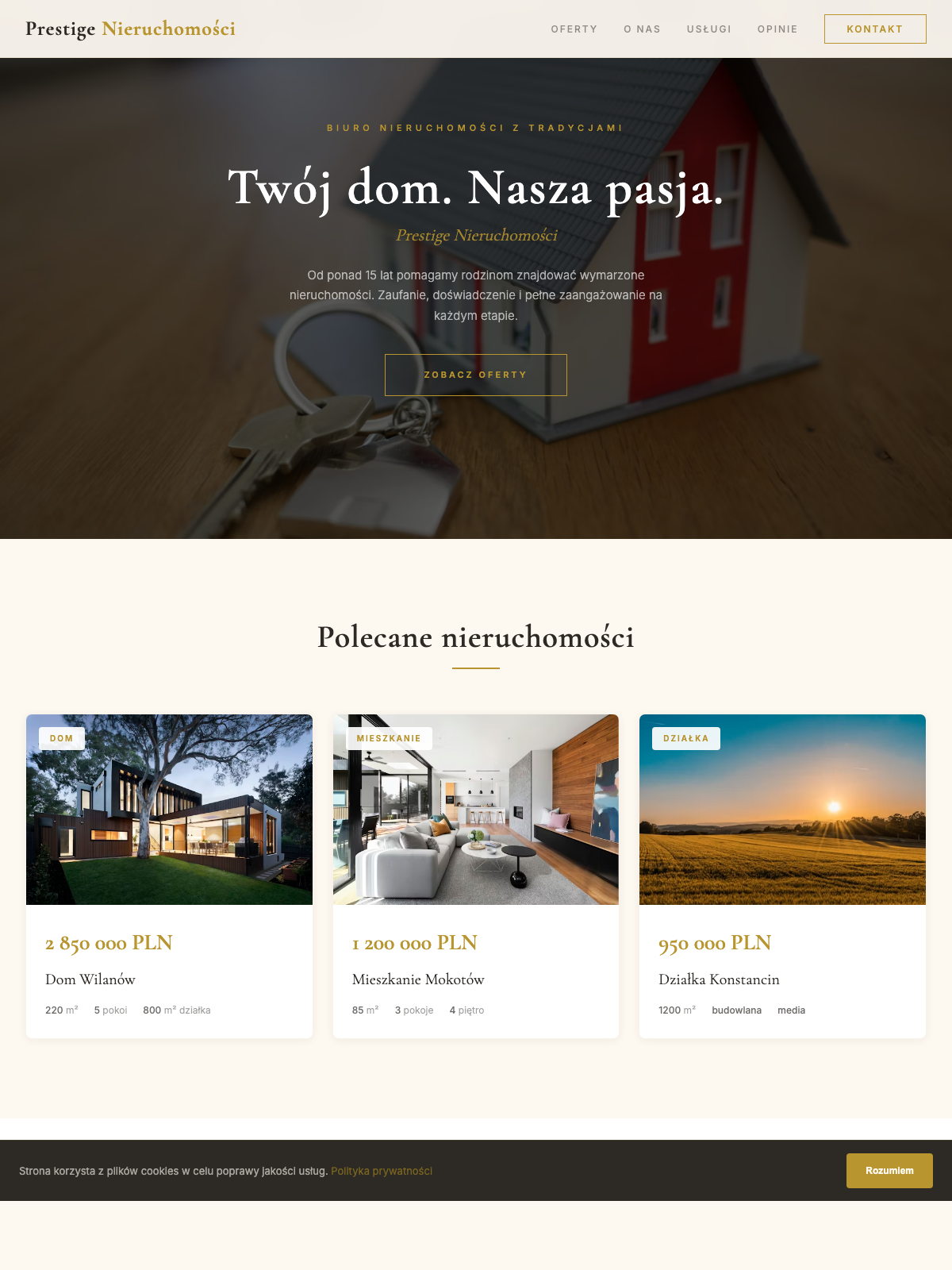 Profesjonalna strona agenta nieruchomości z ofertami – demo Widoczny Agent